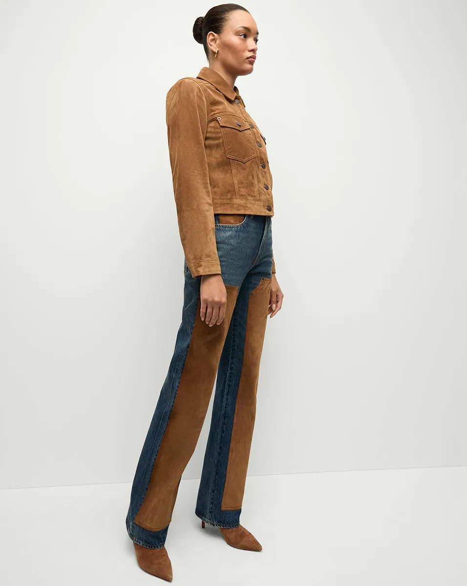 Dylan Suede-Patchwork Straight-Leg Jean