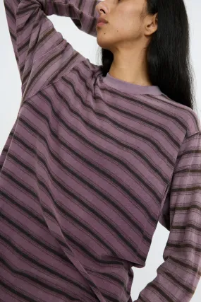 Hemp and Cotton Derrick Tee Stripes in Sunfaded Mauve