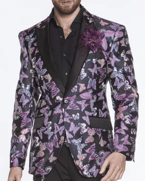 Men's Fashion Blazer-Small Butterfly Purple