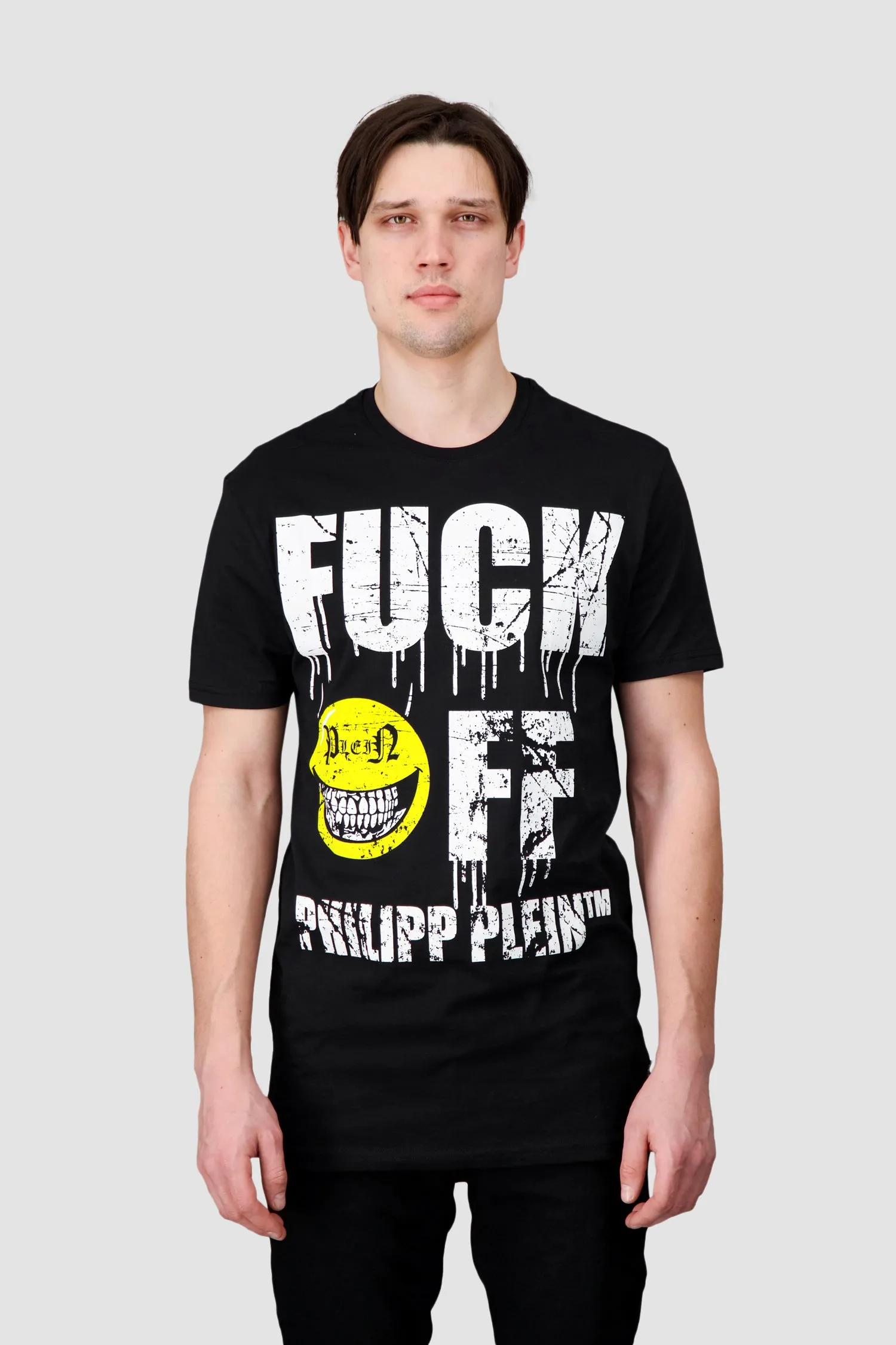 Philipp Plein Black Round Neck SS Evil Smile T-Shirt