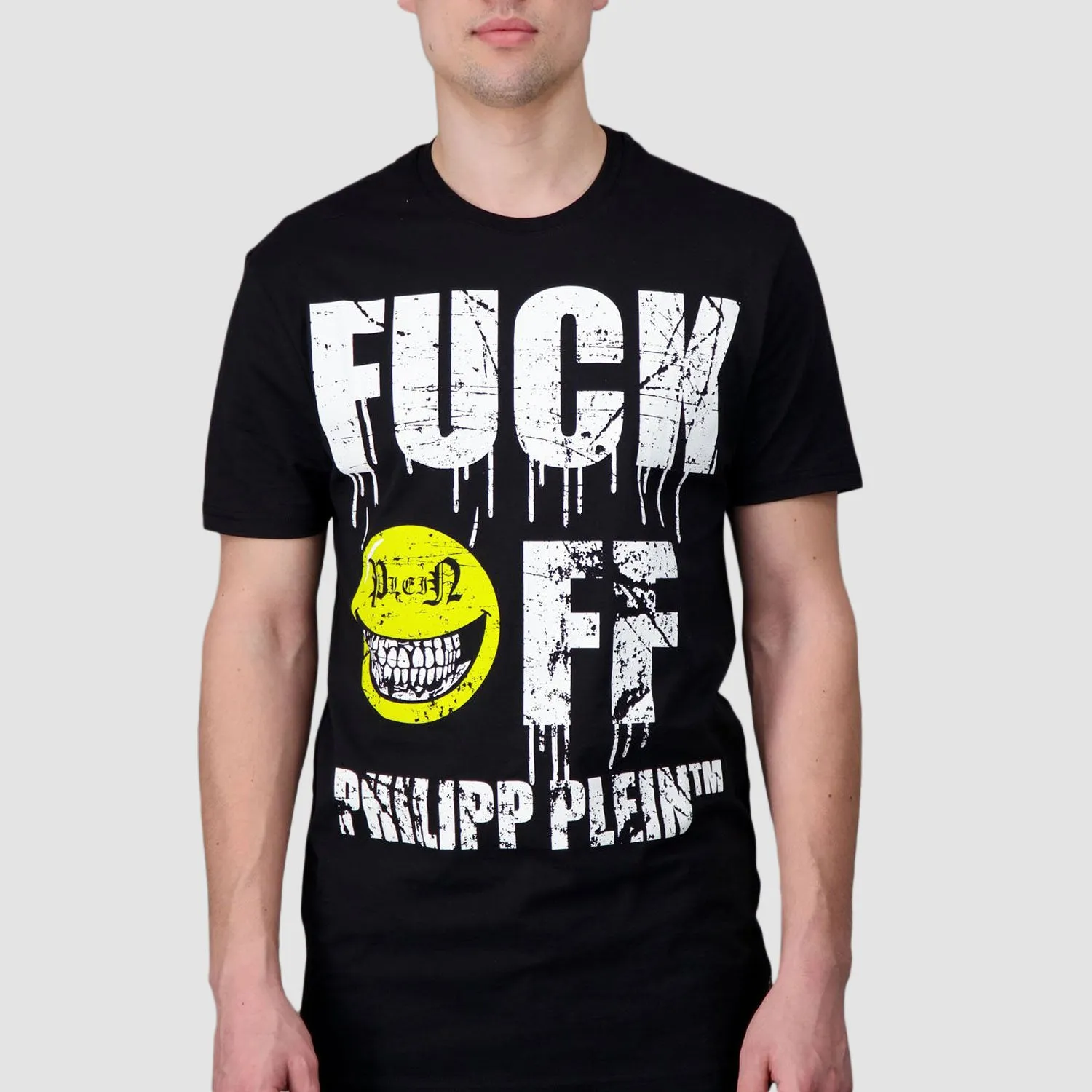 Philipp Plein Black Round Neck SS Evil Smile T-Shirt